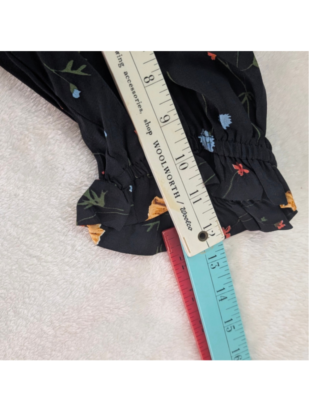 Nobody's Child Black Floral Ditsy Print Ruffle Tea Dress - Size 8 - Picture 6 of 9